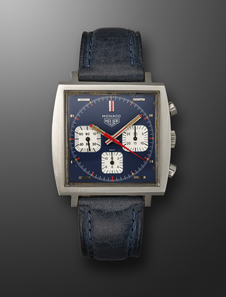 HEUER, STAINLESS STEEL CHRONOGRAPH 'MONACO', REF. 73633 B -