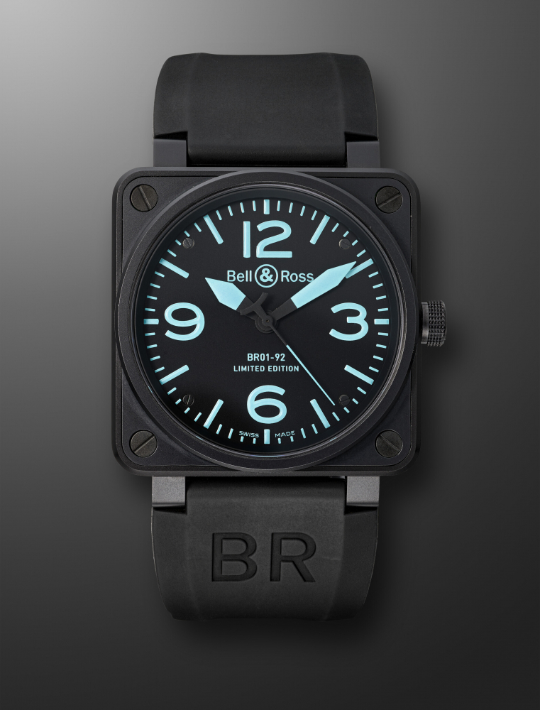 BELL ROSS, LIMITED EDITION PVD-COATED STAINLESS STEEL WRISTWATCH, REF. BR01-92-SBLU, NO. 184/500" -