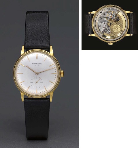 Patek Philippe. A fine and rare 18K gold water-resistant wristwatch with display back