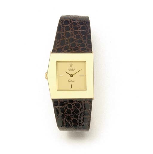 ROLEX, AN 18ct. GOLD ASYMMETRIC WRISTWATCH.signed Rolex, Model: Cellini, Ref:5072, circa 2000.