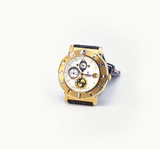 CORUM. A LIMITED EDITION 18K GOLD SELF-WINDING WRISTWATCH WITH TIDE INDICATION, PHASES OF THE MOON, SWEEP CENTRE SECONDS AND DATE