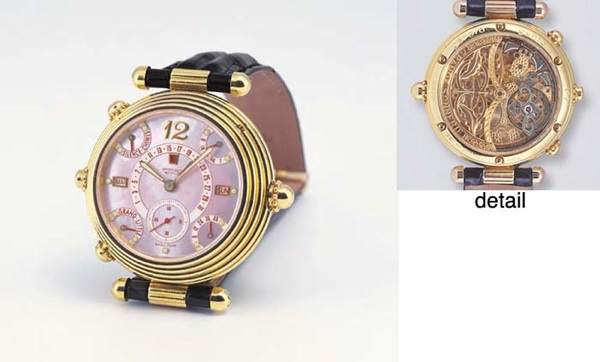 GERALD GENTA. A UNIQUE AND HIGHLY IMPORTANT 18K PINK GOLD MINUTE REPEATING PERPETUAL CALENDAR TOURBILLON WRISTWATCH WITH RETROGRADE DATE AND POWER RESERVE