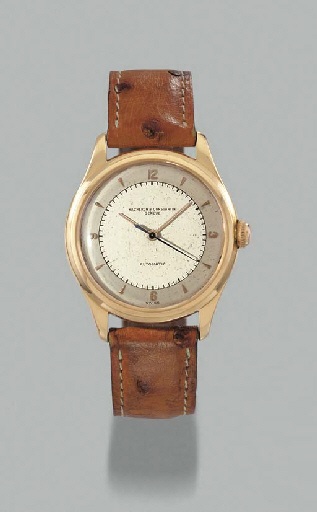 Vacheron Constantin. An 18K pink gold self-winding waterproof wristwatch with sweep centre seconds and two-tone dial