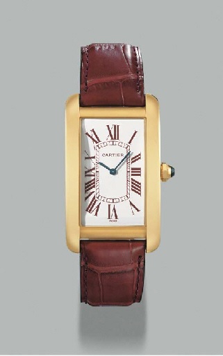 Cartier. A limited edition 18K gold self-winding rectangular curved wristwatch