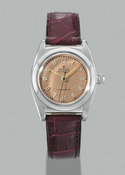 Rolex. A stainless steel self-winding waterproof bubble back wristwatch with sweep centre seconds