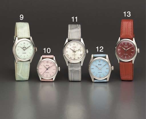 Rolex. A stainless steel water-resistant wristwatch with sweep center seconds and pink dial