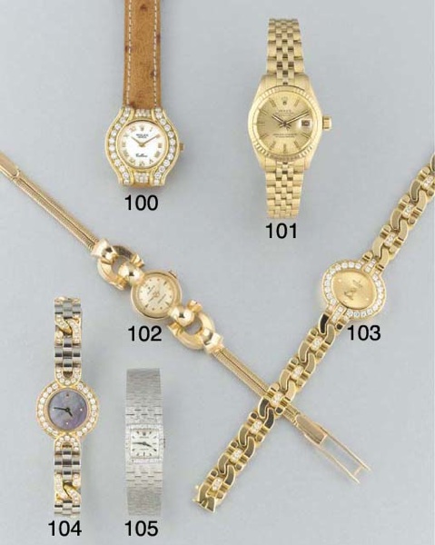 Rolex: A lady's 18ct. gold and diamond set wristwatch.signed Rolex, Model Cellini, ref. 2435, case no. W035994, recent