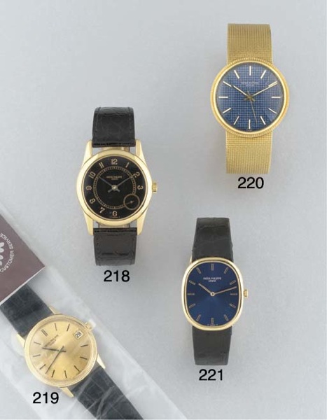 Patek Philippe: An 18ct. gold wristwatch with blue dial.signed Patek Philippe, Model Ellipse, ref. 3438, movt no. 1342256, 1996