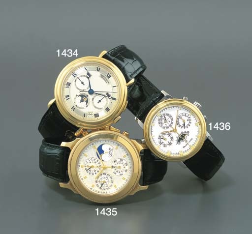 CORUM. A LIMITED EDITION 18K GOLD SELF-WINDING PERPETUAL CALENDAR CHRONOGRAPH WRISTWATCH