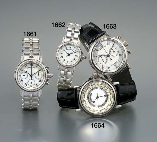 BREGUET. A FINE 18K WHITE GOLD CHRONOGRAPH WRISTWATCH