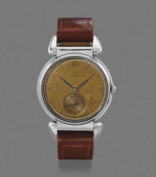 Omega. A large and unusual stainless steel wristwatch