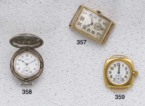 Rolex: A gentlemans large 9ct gold rectangular wristwatch