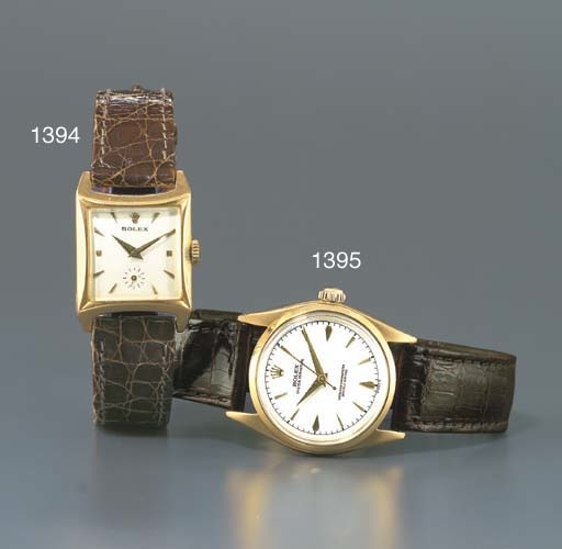 ROLEX. AN 18K PINK GOLD SQUARE SELF-WINDING WRISTWATCH