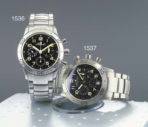 BREGUET. A TITANIUM SELF-WINDING FLY-BACK CHRONOGRAPH WRISTWATCH WITH DATE AND BRACELET