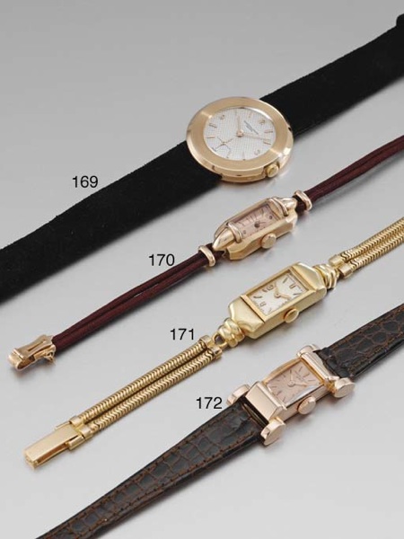 Patek Philippe. A lady's unusual 18K pink gold rectangular wristwatch
