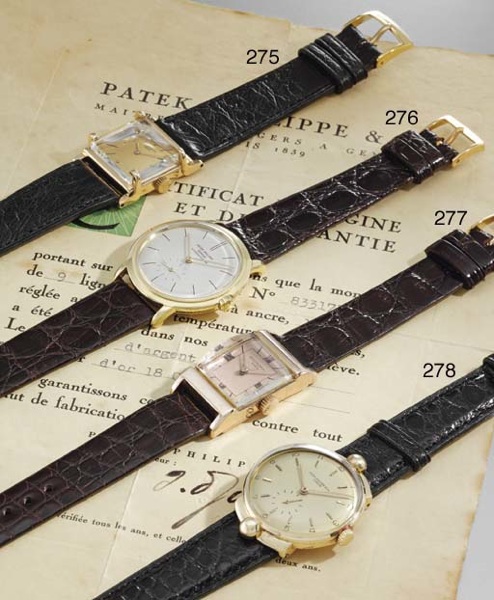 Patek Philippe. An unusual and extremely rare 18K gold wristwatch with hooded lugs