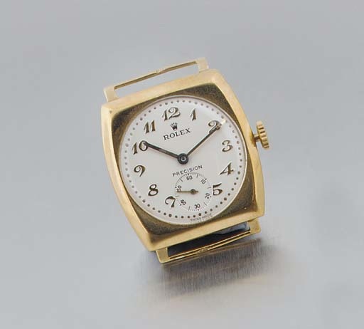 Rolex. A 9ct gold tortue cased wristwatch