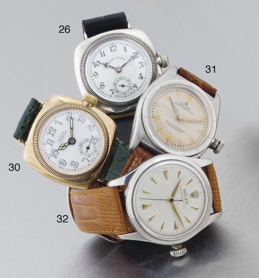 Rolex. An Early Silver Cushion Cased Water Resistant Wristwatch