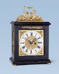 A William Mary ebonised table timepiece with pull quarter repeat and alarm