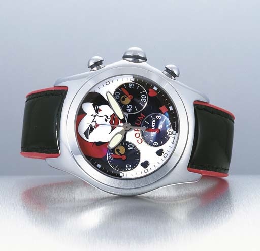 CORUM. A LIMITED EDITION STAINLESS STEEL SELF-WINDING CHRONOGRAPH WRISTWATCH WITH DATE