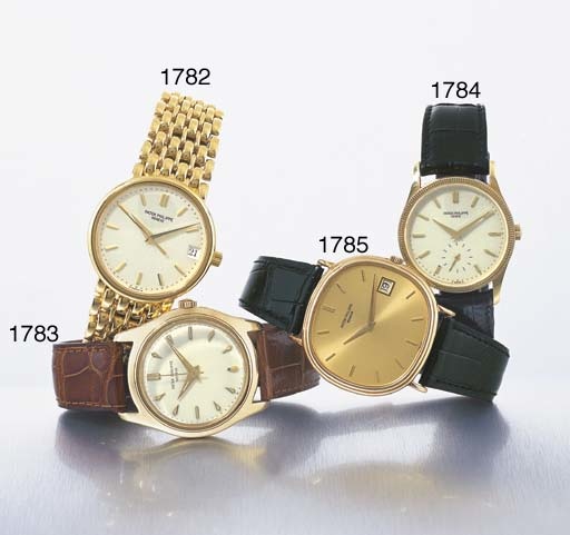 PATEK PHILIPPE. AN 18K GOLD CUSHION-SHAPED SELF-WINDING WRISTWATCH WITH DATE
