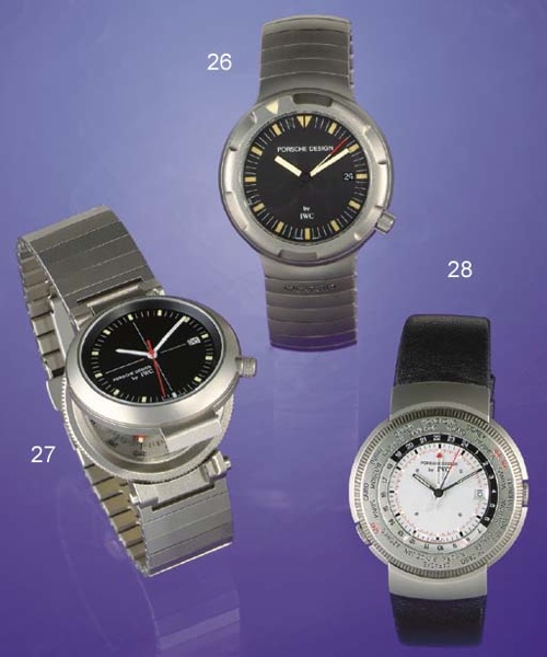 IWC. A RARE TITANIUM AUTOMATIC CENTER SECONDS BRACELET WATCH WITH DATE AND COMPASS