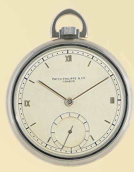 PATEK PHILIPPE. A STAINLESS STEEL OPENFACE KEYLESS LEVER POCKET WATCH