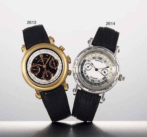 FRANCK MULLER. AN 18K GOLD AUTOMATIC CHRONOGRAPH WRISTWATCH
