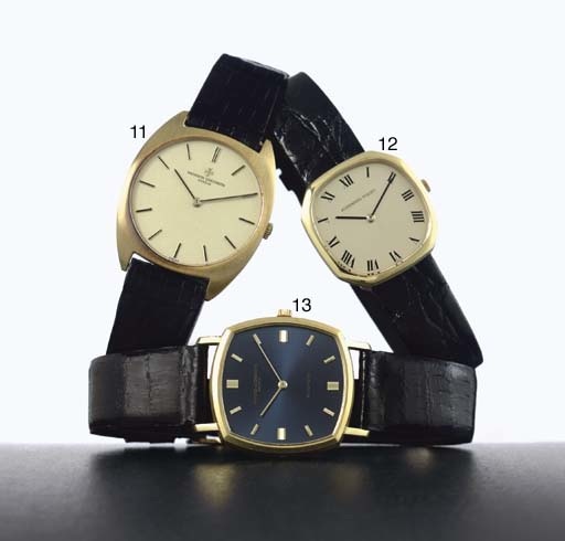 VACHERON CONSTANTIN. AN 18K GOLD CUSHION AUTOMATIC WRISTWATCH