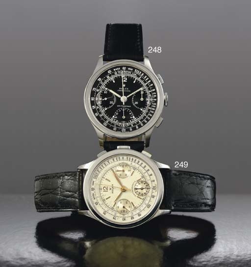 ROLEX. A FINE AND RARE LARGE STAINLESS STEEL CHRONOGRAPH WRISTWATCH