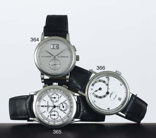 BREGUET. A FINE PLATINUM AUTOMATIC WRISTWATCH WITH DATE AND REGULATOR-STYLE DIAL