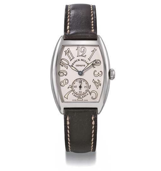 Franck Muller. A stainless steel tonneau-shaped curved wristwatch