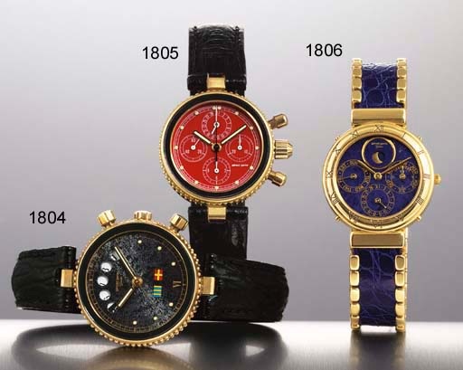 GERALD GENTA. AN UNUSUAL 18K GOLD AUTOMATIC CHRONOGRAPH WRISTWATCH