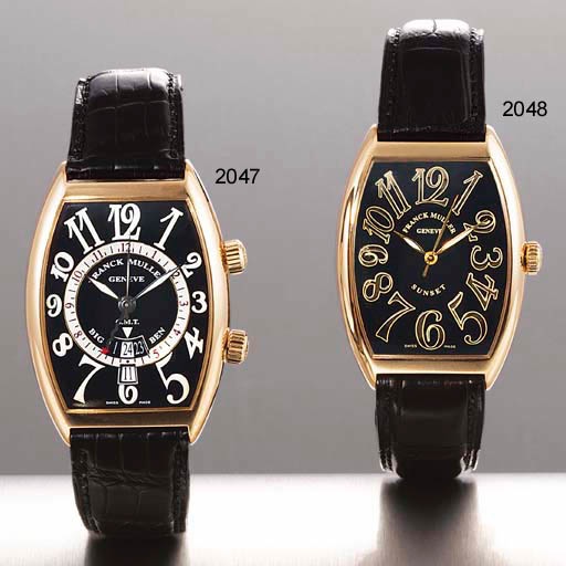 FRANCK MULLER. AN 18K PINK GOLD TONNEAU-SHAPED AUTOMATIC WRISTWATCH WITH SWEEP CENTRE SECONDS
