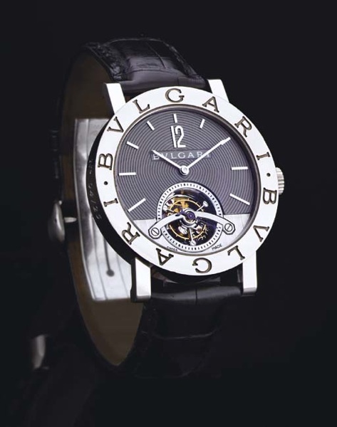 BULGARI. A FINE AND RARE LIMITED EDITION 18K WHITE GOLD ONE-MINUTE TOURBILLON WRISTWATCH