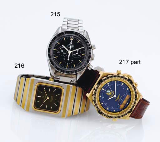 BREITLING. A GROUP OF THREE QUARTZ WRISTWATCHES WITH DIGITAL DISPLAY