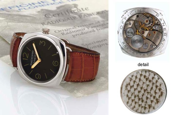 Panerai. A fine and very rare limited edition oversized platinum cushion water-resistant wristwatch with Rolex movement