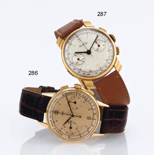 Breitling. An 18k Pink Gold Chronograph Wristwatch