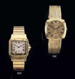 AN 18K GOLD AUTOMATIC CUSHION-SHAPED WRISTWATCH, BY PATEK PHILIPPE