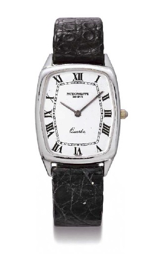Patek Philippe. An 18K white gold rectangular-shaped wristwatch