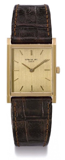 Patek Philippe. A fine 18K gold rectangular wristwatch