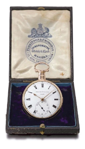 Parkinson Frodsham. A fine 18K gold openface keywound lever watch