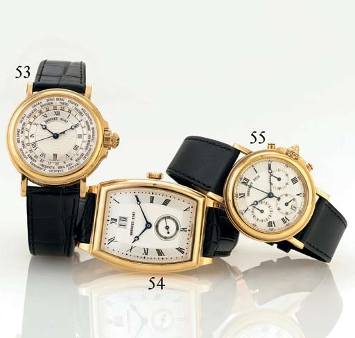 BREGUET, A FINE OVERSIZED 18K GOLD TONNEAU AUTOMATIC WRISTWATCH WITH DATE
