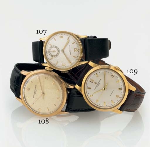 VACHERON CONSTANTIN. A RARE LARGE 18K PINK GOLD WRISTWATCH WITH CENTER SECONDS