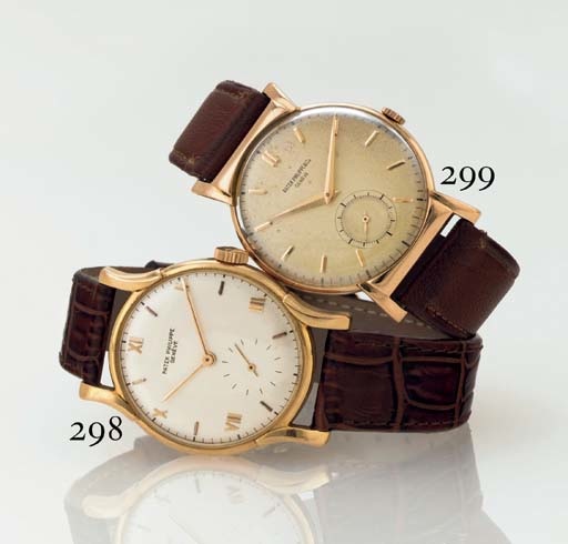 PATEK PHILIPPE. A RARE 18K PINK GOLD WRISTWATCH WITH UNUSUAL LUGS