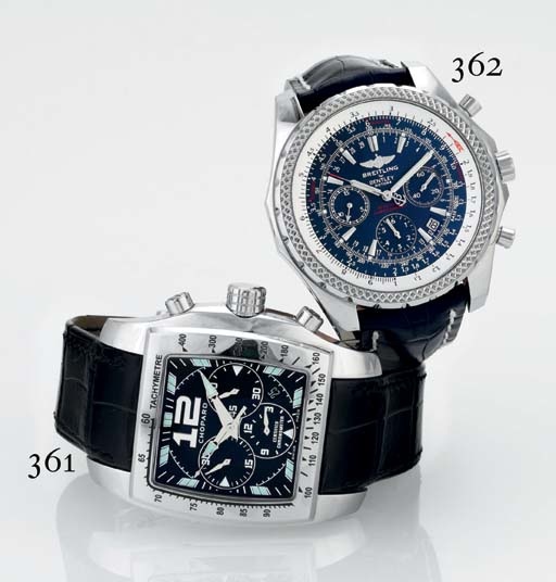BREITLING. A RARE SPECIAL EDITION OVERSIZED STAINLESS STEEL OCTAGONAL AUTOMATIC 30 SECONDS CHRONOGRAPH WRISTWATCH WITH DATE AND SLIDE RULE