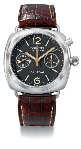 Panerai. A fine and rare 18K white gold limited edition cushion-shaped water-resistant diver's single button chronograph wristwatch