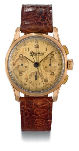 Breitling. An 18K pink gold split seconds chronograph wristwatch