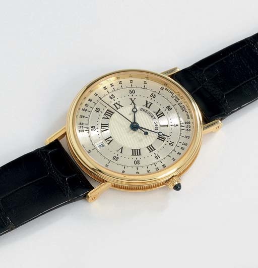 Breguet. A fine 18K gold self-winding wristwatch with sweep centre seconds, date and pulsometer