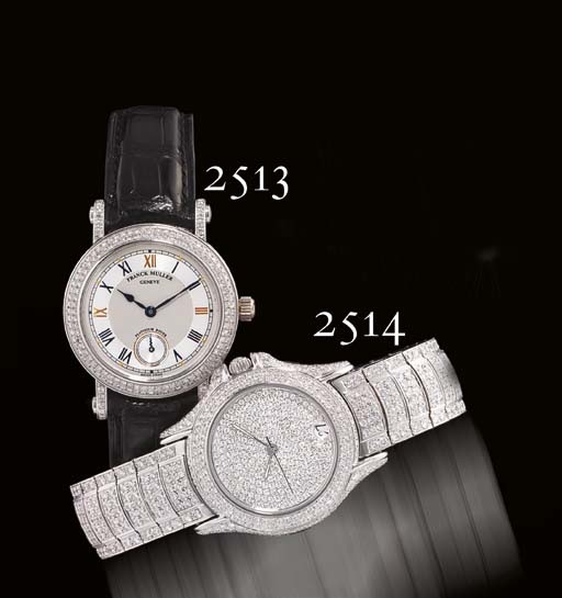 FRANCK MULLER. A FINE PLATINUM AND DIAMOND-SET AUTOMATIC WRISTWATCH